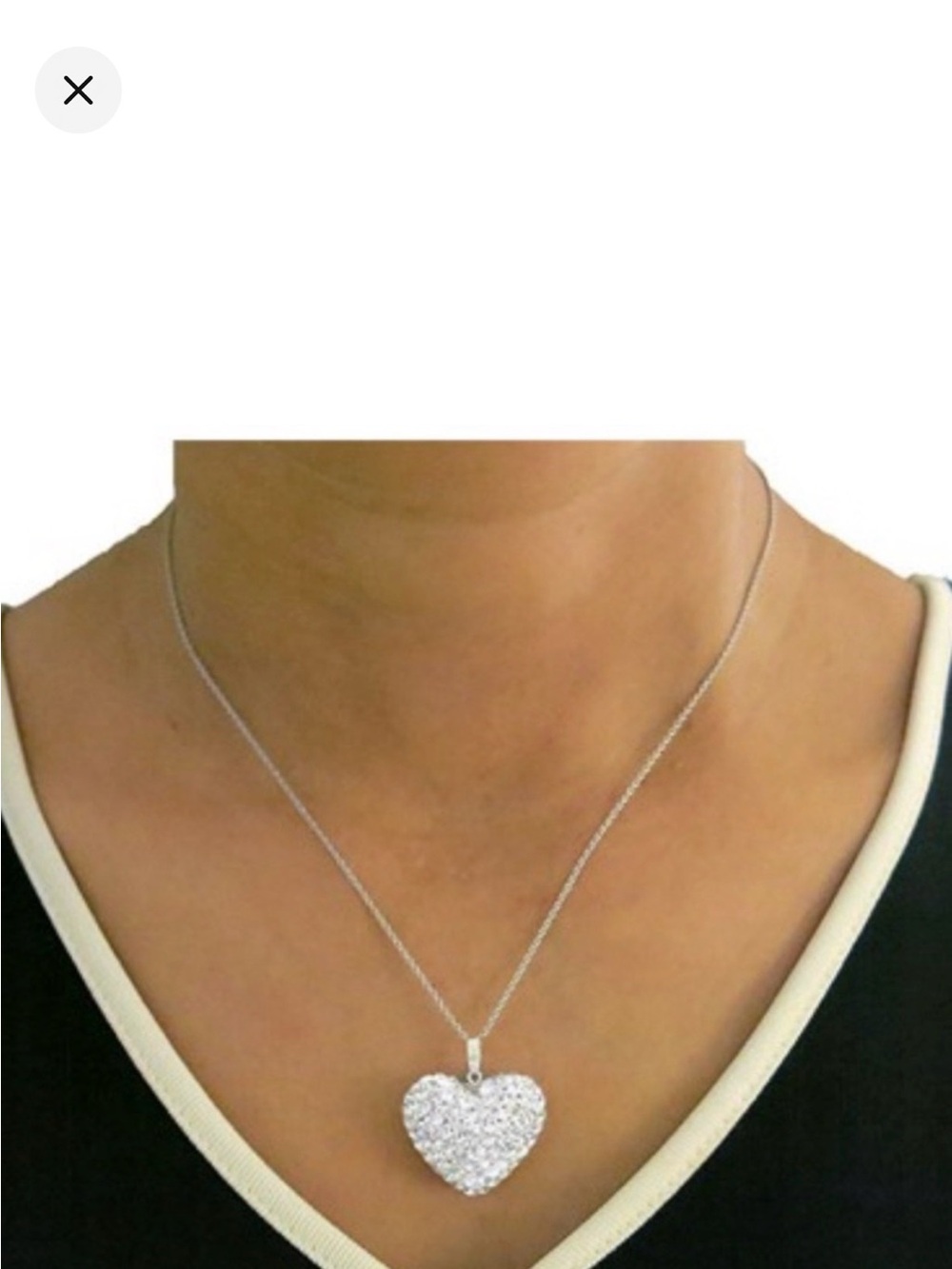 Silver Heart Pendant Necklace with Pavé Crystals - Women Jewelry
